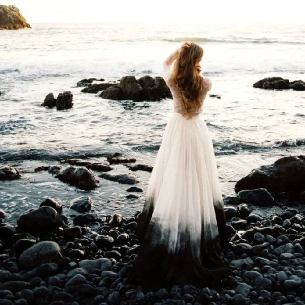 Sweet Caroline Chiffon Wedding Skirt in Ombre Caviar, Sz 12 (NWOT)